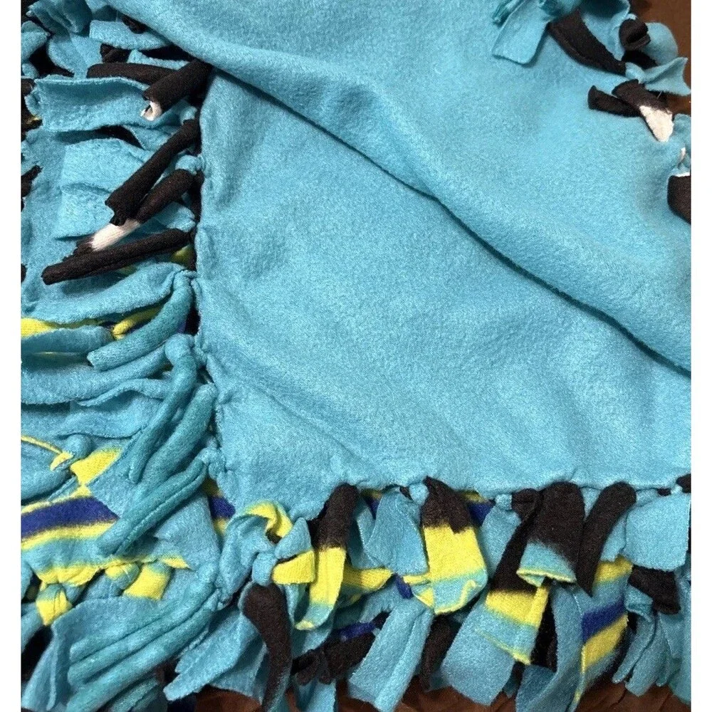Handtied Fleece Blanket Solar System Reversible To Blue 58 Inches X 48 Inches